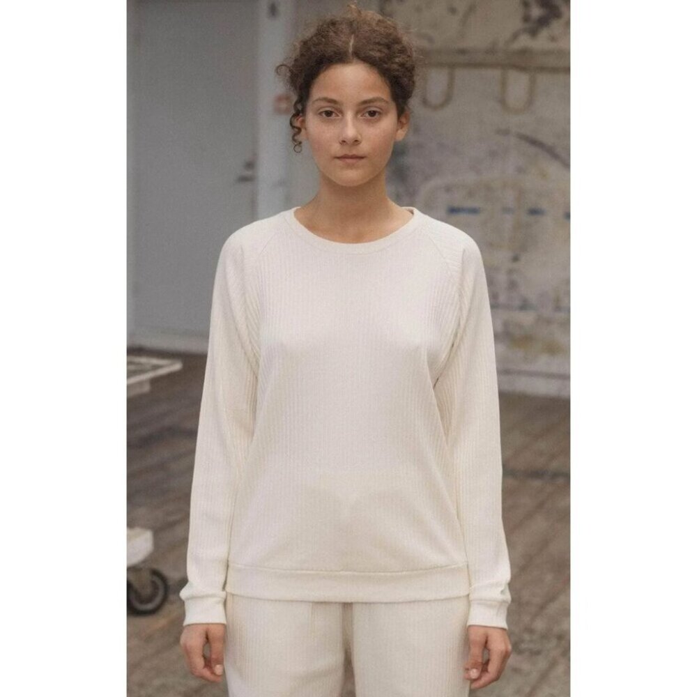 Baserange Ribbed Cotton Jersey Basic Sweatshirt Size XS Womens Beige $145